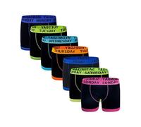 Zargun Boys 7 Days of the week 7 Pack Boxer Shorts Comfort Fit 100% Cotton Stretch Underwear Trunks 7-13 Years (UK, Age, 11 Years, 12 Years, Regular, Black)