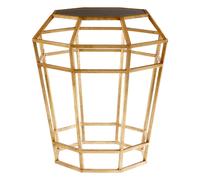 zaria drum shaped glass top side table with gold frame