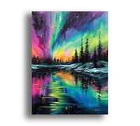 Zariocy 5D Diamond Art Kits for Adults Aurora Lake, DIY Diamond Painting Art Landscape Round Full Drill Crystal Diamond Embroidery Paintings Arts Craft for Home Office Wall Decor 30x40 cm