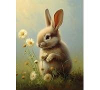 Zariocy 5D Diamond Art Painting Kits Bunny, DIY Paint with Diamond Art Animal Rabbits Round Full Drill Crystal Diamond Embroidery Paintings Arts Craft for Home Office Wall Decor 30x40 cm-105