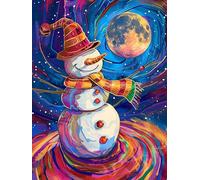 Zariocy 5D Diamond Art Painting Kits Christmas, DIY Paint with Diamond Art Snowman Moon Round Full Drill Crystal Diamond Embroidery Paintings Arts Craft for Home Office Wall Decor 30x40 cm
