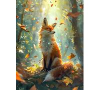 Zariocy 5D Diamond Art Painting Kits Fox, DIY Paint with Diamond Art Animal Round Full Drill Crystal Diamond Embroidery Paintings Arts Craft for Home Office Wall Decor 30x40 cm-228