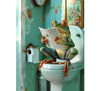 Zariocy 5D Diamond Art Painting Kits Frog Reading Newspaper, DIY Paint with Diamond Art Animal Round Full Drill Crystal Diamond Embroidery Paintings Arts Craft for Home Office Wall Decor 30x40 cm
