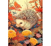 Zariocy 5D Diamond Art Painting Kits Hedgehog, DIY Paint with Diamond Art Autumn Round Full Drill Crystal Diamond Embroidery Paintings Arts Craft for Home Office Wall Decor 30x40 cm