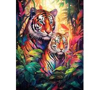 Zariocy 5D Diamond Art Painting Kits Tiger, DIY Paint with Diamond Art Forest Style Round Full Drill Crystal Diamond Embroidery Paintings Arts Craft for Home Office Wall Decor 30x40 cm
