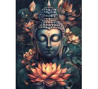 Zariocy 5D Diamond Painting Kits Buddha, DIY Paint with Diamond Art Buddhism Round Full Drill Crystal Diamond Embroidery Paintings Arts Craft for Home Office Wall Decor 30x40 cm