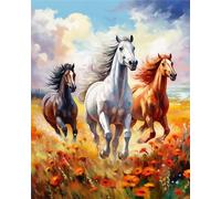 Zariocy 5D Diamond Painting Kits Horse, DIY Paint with Diamond Art Animal Plants Round Full Drill Crystal Diamond Embroidery Paintings Arts Craft for Home Office Wall Decor 12x16 inch