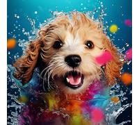 Zariocy 5D Diamond Painting Kits Puppy, DIY Paint with Diamond Art Animal Round Full Drill Crystal Diamond Embroidery Paintings Arts Craft for Home Office Wall Decor 30x30cm