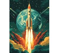 Zariocy 5D Diamond Painting Kits Rocket, DIY Paint with Diamond Art Planet Round Full Drill Crystal Diamond Embroidery Paintings Arts Craft for Home Office Wall Decor 30x40 cm