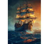Zariocy 5D Diamond Painting Kits Seaside Boat, DIY Paint with Diamond Art Sea Landscape Round Full Drill Crystal Diamond Embroidery Paintings Arts Craft for Home Office Wall Decor 12x16 inch