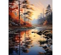 Zariocy 5D Diamond Painting Kits Trees Lakes, DIY Paint with Diamond Art Nature Scenery Round Full Drill Crystal Diamond Embroidery Paintings Arts Craft for Home Office Wall Decor 12x16 inch