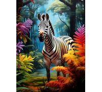 Zariocy 5D Diamond Painting Kits Zebra, DIY Paint with Diamond Art Animal Round Full Drill Crystal Diamond Embroidery Paintings Arts Craft for Home Office Wall Decor 30x40 cm