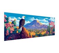 Zariocy 5D Large Diamond Art Kits for Adults Eagle Flag, Diamond Painting Art Animal Scenery Round Full Drill Crystal Diamond Embroidery Paintings Arts Craft for Home Office Wall Decor 30x80 cm