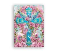 Zariocy 5D Special Shape Diamond Art Kits for Adults, DIY Rose Cross Diamond Painting Art Flowers Religion Crystal Diamond Embroidery Paintings Arts Craft for Home Office Wall Decor 30x40 cm