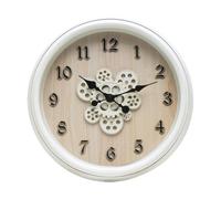 Zarivy White and Beech Wall Clock 50x50x6 cm with Gears and Movement, Estandar