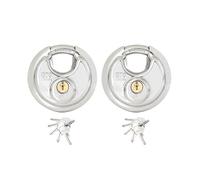 Zarker G70 keyed Alike Padlocks, Heavy Duty Stainless Steel Discus Lock - 70mm Stainless Steel Body and Shackle, 10 Keys, Garage, Warehouses, Outdoors, 2-Pack