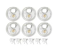 Zarker G70 keyed Alike Padlocks, Heavy Duty Stainless Steel Discus Lock - 70mm Stainless Steel Body and Shackle, 30 Keys, Garage, Warehouses, Outdoors, 6-Pack
