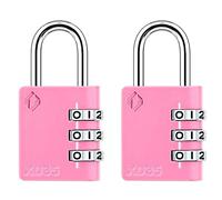 [ZARKER XD35] Small and Heavy Duty 3-Digit Combination Padlock Different Design Defferent Colors and Strong Metal Locking Mechanism - Pink 2Packs