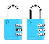 [ZARKER XD35] Small and Heavy Duty 3-Digit Combination Padlock Different Design Defferent Colors and Strong Metal Locking Mechanism - Blue 2packs