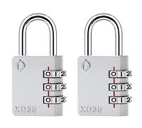 [ZARKER XD35] Small and Heavy Duty 3-Digit Combination Padlock Different Design Defferent Colors and Strong metal locking mechanism - grey 2pack