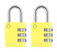 [ZARKER XD35] Small and Heavy Duty 3-Digit Combination Padlock Different Design Defferent Colors and Strong Metal Locking Mechanism - Yellow 2packs