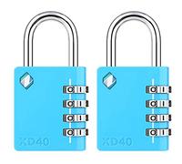 [ZARKER XD40] Heavy Duty Outdoor 4-Digit Combination Padlock for Locker, Gym, gate, shed, Tool Box, Door, Cabinet and Garage with Code - Blue 2packs