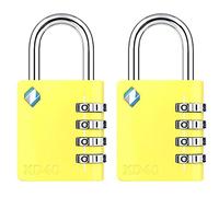 [ZARKER XD40] Heavy Duty Outdoor 4-Digit Combination Padlock for Locker, Gym, gate, shed, Tool Box, Door, Cabinet and Garage with Code - Yellow 2Packs