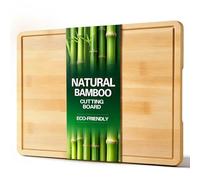 Zarler Bamboo Cutting Boards for Kitchen, XL Wood Cutting Board with Juice Groove & Handle, Durable Charcuterie Board for Meal Prep & Serving (15.5x10.5)