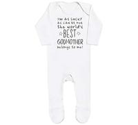 Zarlivia Clothing I'm As Lucky As Can Be Best Godmother Belongs to me! Baby Boy Romper, Baby Girl Romper, Baby Romper - Newborn White
