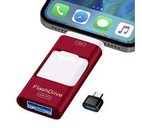 ZARMST USB Stick 256GB, 4 in 1 Flash Drive 3.0 High Speed Photostick, Memory Sticks External Storage Pen Drive for Phone/Pad/Android/PC, Copy Photo Videos Files With One Click (Red)