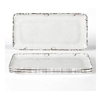 ZAROCRUS 4-Pack 14" x 7" White Serving platter Set, Reusable Farmhouse Melamine Serving Platters for Cookie, Appetizer, Charcuterie, Snack, Party Food Display - Stackable Kitchen CounterTop Tray.