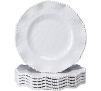 ZAROCRUS Cream Beaded Dinner Plate Set, 11-inch Chip Resistant, Lightweight Round Kitchen Plates Set for Salad, Pasta -Unbreakable RV, Camping Dining Serving Dishes for Parties