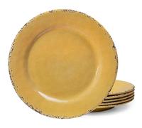 ZAROCRUS Farmhouse Melamine Dinner Plate Set, 6 Piece 11-inch Chip Resistant, Lightweight Round Kitchen Plates Set for Salad, Pasta -Unbreakable RV, Camping Dining Serving Dishes for Parties, Yellow…