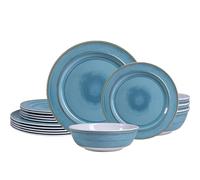ZAROCRUS Melamine Dinnerware Sets,18 Piece Dishes Set Service for 6,Nonbreakable and Lightweight Kitchen Plate Set Includes 6 Dinner Plates,6 Salad Plates,6 Bowls Great for Patio,Outdoors,RV,Camping