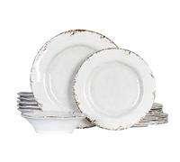 ZAROCRUS Melamine Dinnerware Sets, Lightweight and Unbreakable Outdoor Plates and Bowls Set,18 Piece RV Dishes Set for 6, Chip Resistant Kitchen Plates for Indoor and Outdoor Use