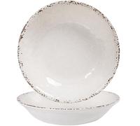 ZAROCRUS Melamine Large Serving Bowls Set of 2, 13.75" and 130 OZ Farmhouse BPA Free Salad, Pasta and Mixing Serving Bowls, Large Bowls Set for Serving Food, Durable and Dishwasher Safe, Ivory