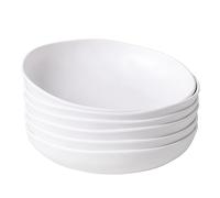 ZAROCRUS Melamine Pasta Bowl Set, Set of 6, Large 9'' and 40 OZ Salad Bowl Set, Shatterproof Dinner Bowls, Serving Bowls for Soup, Fruits, Lightweight and Unbreakable Bowls Set, Matte White