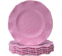 ZAROCRUS Pink Dinner Plates, 11 inch Unbreakable Melamine Plate Set of 6, Lightweight Dinnerware Plates, 6 Piece Plates Set, Chip Resistant Camping Dishes
