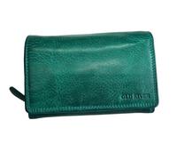 zarolo - Old River Women's Leather Purse Medium Size with Zip Vintage Genuine Leather with Many Compartments, Coin Compartment, RFID Protection, See Green, M, Contemporary