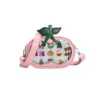 ZAROXOXS Cute Fruit Cherry Ita Bag Purse Crossbody Small Kawaii Clear Window Pin Insert with a Removeable Strap, Pink, Cute Fruit Cherry Ita Bag