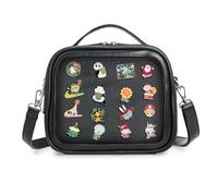 ZAROXOXS Mini Ita Bag Crossbody Handbags Kawaii Small Top Handle Shoulder Bags Pin Display with Insert, Black/Red, Ita Bag