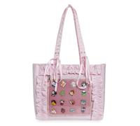 ZAROXOXS Womens Girls Tote Ita Bag Bowknot Wrinkled Edge Shoulder Bag Kawaii Purses and Handbags with Pin Display, Pink