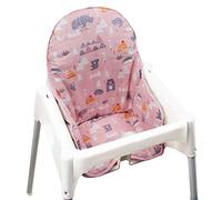 ZARPMA Cotton Seat Covers for IKEA Antilop Highchair, Foldable Baby Highchair Cover with Forest Pattern (Pink Forest)