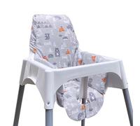 ZARPMA Seat Covers Compatible for IKEA Antilop Highchair, Cotton Surface and Padded Filled Cotton, with Foot Protect,Foldable Baby Highchair Cover for Antilop Child Chair Cushion (Landy-Grey)