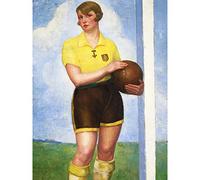 Zarraga Blonde Footballer Female Sport Painting Premium Wall Art Canvas Print 18X24 Inch