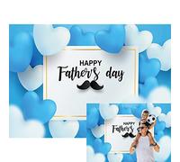 ZARROUEA 7x5ft Happy Father's Day Photography Backdrop Extra Large Blue Father's Day Banner Backdrops for Photography Mustache Sign Father's Day Decoration Backdrop for Photo Booth Prop Decoration