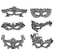 ZARRS Lace Masquerade Masks, 6 Pack Sexy Venetian Masks Women Girls Eye Mask for Halloween, Masquerade Ball, Christmas Party Black