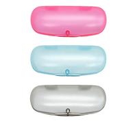 ZARSIO 3 Pieces Hard Shell Glasses Cases Plastic Frosted Translucent Eyeglasses Case with Magnetic Closure, Blue+pink+gray, One size