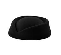 ZARSIO Stewardess Hat Felt Air Hostesses Pillbox Hat Teardrop Fascinator Base Sweet Design (Black)