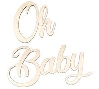 Zaruatu 4 Pcs Unfinished Wooden Oh & Baby Sign Wooden Cutout Letter Oh Baby Sign for Wreath DIY Crafts Blank Decorative Word Signs for Door Wall Home Christmas Decor (Wood-Baby)